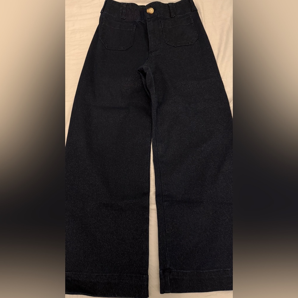 Anthropologie Maeve Colette Dark Blue Shimmery Denim Jeans